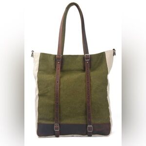 Green Travel School Office‎ Work Green Tan Korean Style Canvas Tote Shoulder Bag